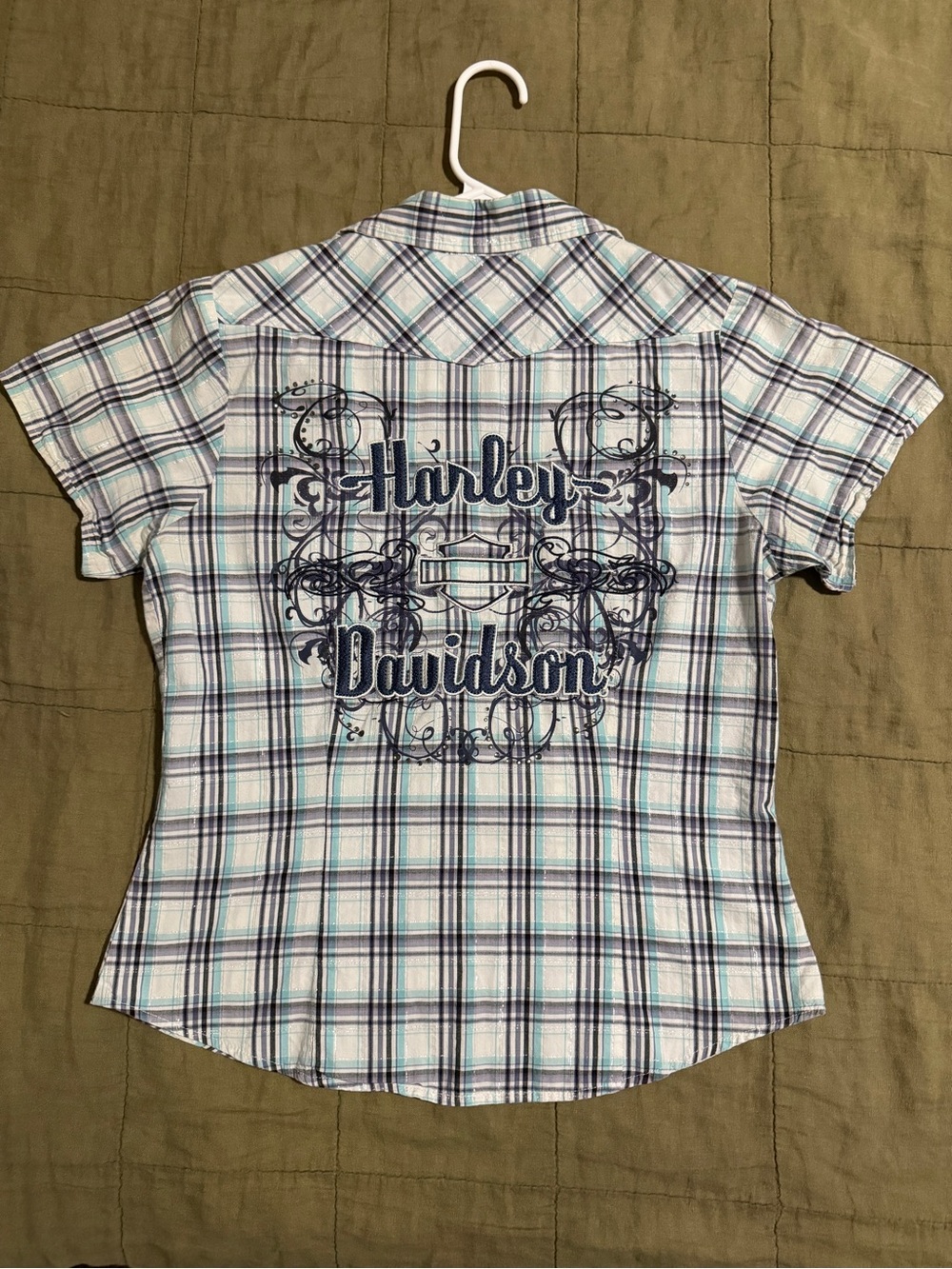 Harley-Davidson Women’s Medium Plaid Biker Shirt Embroidered